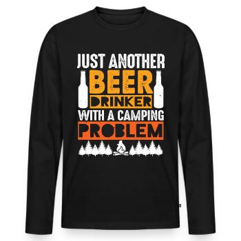 Camping Camper Caravan Camping Gift - Men's Premium Organic Long Sleeve Shirt - black - Front - Nico (187cm)