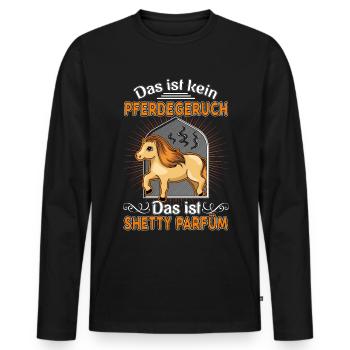 Shetty Parfüm Shetlandpony Shetland-Pony - Männer Premium Bio Langarmshirt - Schwarz - Vorne - Nico (187cm)