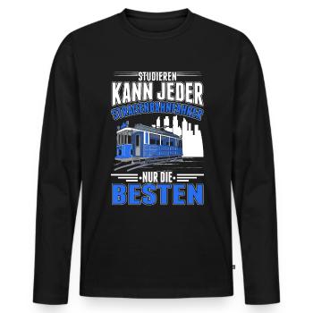 Studieren kann jeder Straßenbahn Straßenbahnfahrer - Männer Premium Bio Langarmshirt - Schwarz - Vorne - Nico (187cm)