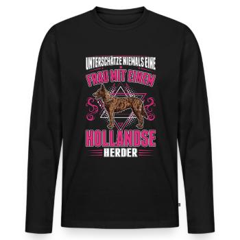 Hollandse Herder Frau Holländischer Schäferhund - Männer Premium Bio Langarmshirt - Schwarz - Vorne - Nico (187cm)
