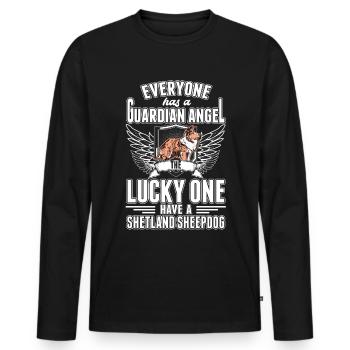 Shetland Sheepdog Guardian Angel Sheltie - T-shirt manches longues Premium bio Homme - noir - Devant - Nico (187cm)