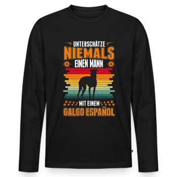 Galgo Español Mann Spanischer Windhund - Männer Premium Bio Langarmshirt - Schwarz - Vorne - Nico (187cm)