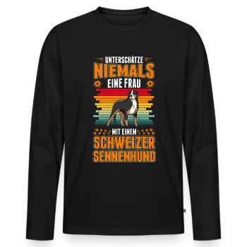 Großer Schweizer Sennenhund Frau - Männer Premium Bio Langarmshirt - Schwarz - Vorne - Nico (187cm)