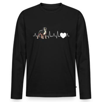 Grand rythme cardiaque de chien de montagne suisse - T-shirt manches longues Premium bio Homme - noir - Devant - Nico (187cm)