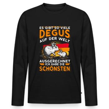 Degu Nagetier Degu Geschenk - Männer Premium Bio Langarmshirt - Schwarz - Vorne - Nico (187cm)