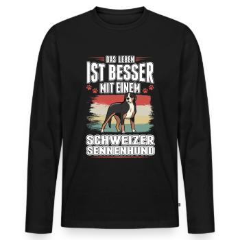 Großer Schweizer Sennenhund - Männer Premium Bio Langarmshirt - Schwarz - Vorne - Nico (187cm)