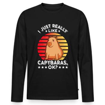 I just really like Capybaras capybara - Men's Premium Organic Long Sleeve Shirt - black - Front - Nico (187cm)