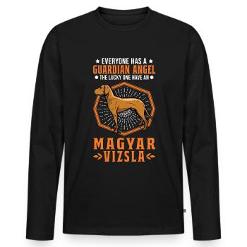 Magyar Vizsla Schutzengel Drahthaar Vizsla - Männer Premium Bio Langarmshirt - Schwarz - Vorne - Nico (187cm)
