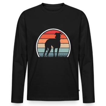 Whippet Retro Greyhound Vintage Sighthound - T-shirt manches longues Premium bio Homme - noir - Devant - Nico (187cm)