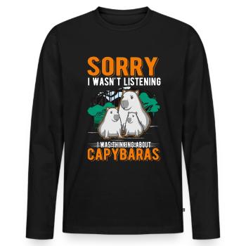 Capybara Wasserschwein Capibara - Men's Premium Organic Long Sleeve Shirt - black - Front - Nico (187cm)