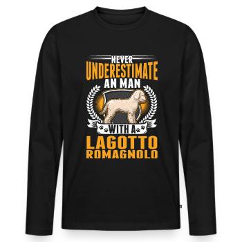 Lagotto Romagnolo Man Lagotti Truffle Dog - Men's Premium Organic Long Sleeve Shirt - black - Front - Nico (187cm)