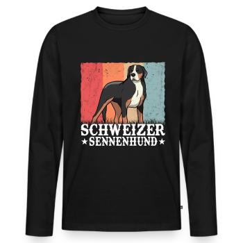 Großer Schweizer Sennenhund Retro - Männer Premium Bio Langarmshirt - Schwarz - Vorne - Nico (187cm)