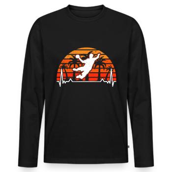 Handball Heartbeat Retro Handball Équipe de handball - T-shirt manches longues Premium bio Homme - noir - Devant - Nico (187cm)