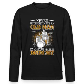Batterie Old Man Batteur Batteur - T-shirt manches longues Premium bio Homme - noir - Devant - Nico (187cm)