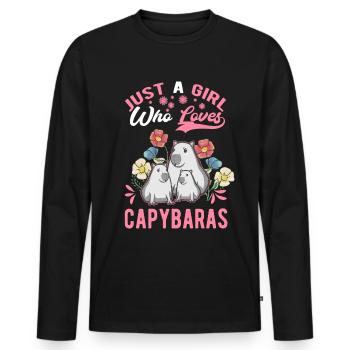 Just a girl who loves capybaras capybara - Men's Premium Organic Long Sleeve Shirt - black - Front - Nico (187cm)