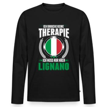 Lignano Therapie Italien Urlaub Reise Geschenk - Männer Premium Bio Langarmshirt - Schwarz - Vorne - Nico (187cm)