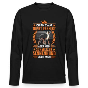 Großer Schweizer Sennenhund - Männer Premium Bio Langarmshirt - Schwarz - Vorne - Nico (187cm)