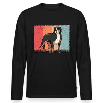 Grand chien de montagne suisse rétro - T-shirt manches longues Premium bio Homme - noir - Devant - Nico (187cm)