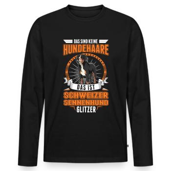 Großer Schweizer Sennenhund Glitzer - Männer Premium Bio Langarmshirt - Schwarz - Vorne - Nico (187cm)