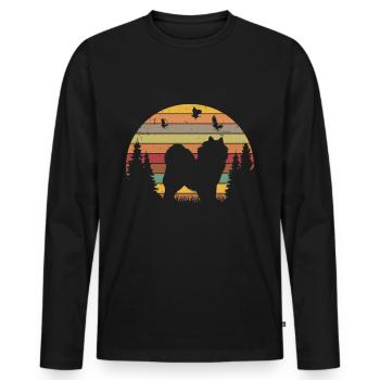 Samoyède Retro Sled Dog Vintage Samoyèdes - T-shirt manches longues Premium bio Homme - noir - Devant - Nico (187cm)
