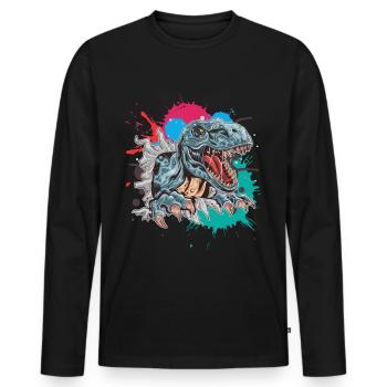Dinosaurier T-Rex - Männer Premium Bio Langarmshirt - Schwarz - Vorne - Nico (187cm)