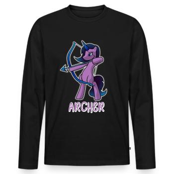 Archer Licorne - T-shirt manches longues Premium bio Homme - noir - Devant - Nico (187cm)