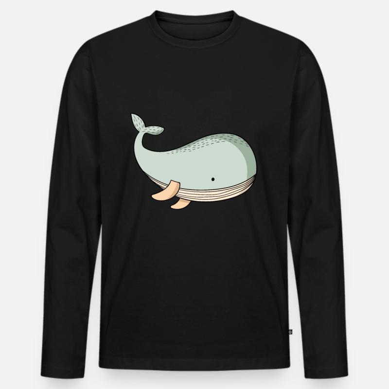 Wal - Männer Premium Bio Langarmshirt - Schwarz