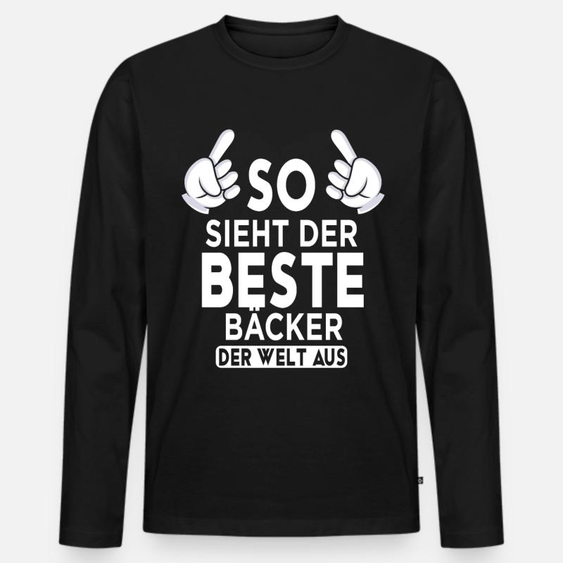 Bäcker Spruch - Männer Premium Bio Langarmshirt - Schwarz