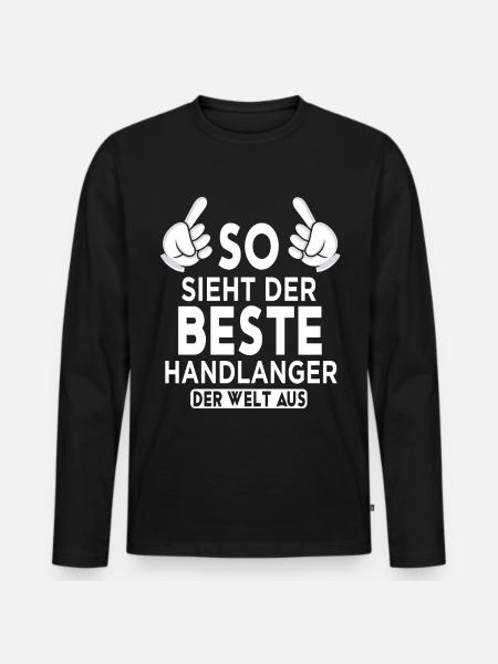 Handlanger Spruch - Männer Premium Bio Langarmshirt - Schwarz