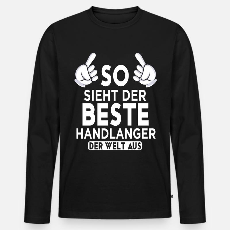 Handlanger Spruch - Männer Premium Bio Langarmshirt - Schwarz