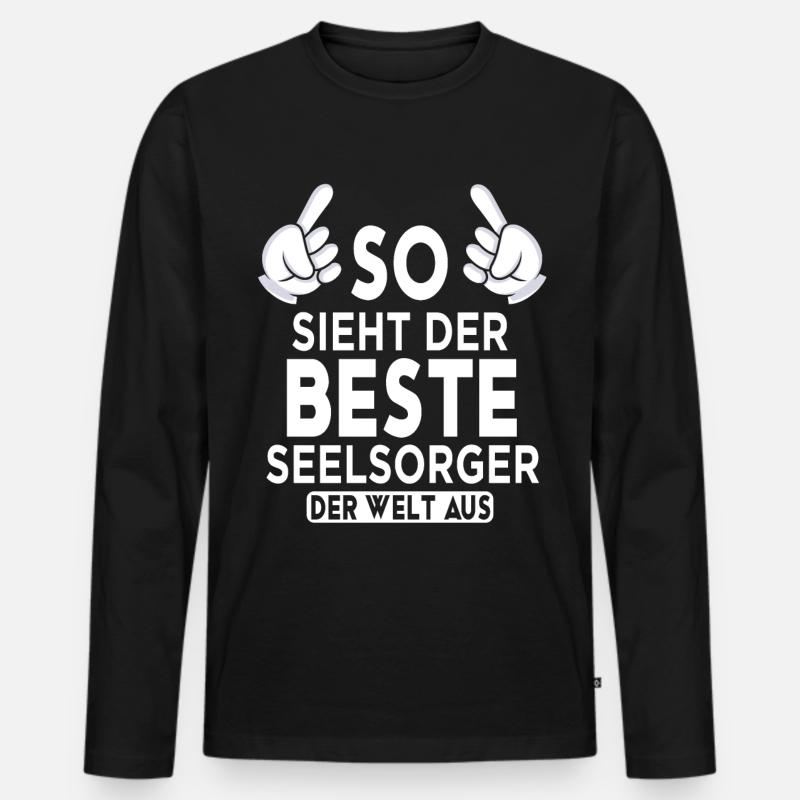 Seelsorger Spruch - Männer Premium Bio Langarmshirt - Schwarz