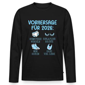 Werdende Mutter 2026 VORHERSAGE Lustiges - Männer Premium Bio Langarmshirt - Schwarz - Vorne - Nico (187cm)