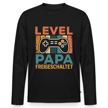 Bald Papa LEVEL PAPAFREIGESCHALTET LUSTIG - Männer Premium Bio Langarmshirt - Schwarz - Vorne - Nico (187cm)