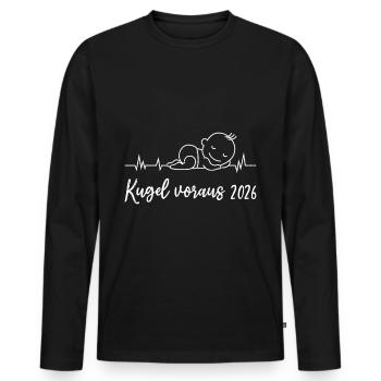 Werdende Mutter KUGEL VORAUS 2026 Lustiges - Männer Premium Bio Langarmshirt - Schwarz - Vorne - Nico (187cm)