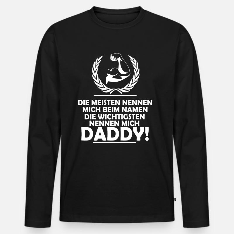 Daddy - Männer Premium Bio Langarmshirt - Schwarz