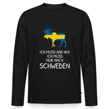 Ich Muss Gar Nix - Ich Muss Nur Nach Schweden - Männer Premium Bio Langarmshirt - Schwarz - Vorne - Nico (187cm)