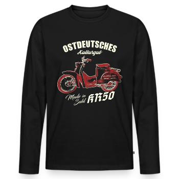 Simson KR50 - Ostdeutsches Kulturgut - Männer Premium Bio Langarmshirt - Schwarz - Vorne - Nico (187cm)