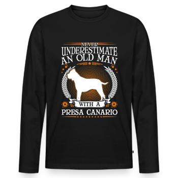 Presa Canario Old Man Dogo Canario - Men's Premium Organic Long Sleeve Shirt - black - Front - Nico (187cm)