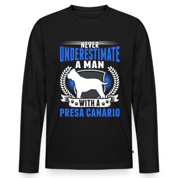 Presa Canario Man Dogo Canario - Men's Premium Organic Long Sleeve Shirt - black - Front - Nico (187cm)