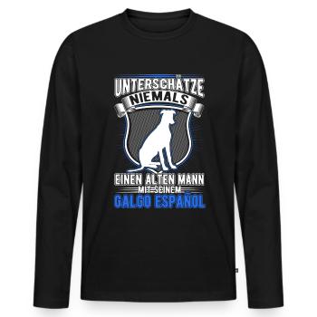 Galgo Español Alter Mann Spanischer Windhund - Männer Premium Bio Langarmshirt - Schwarz - Vorne - Nico (187cm)