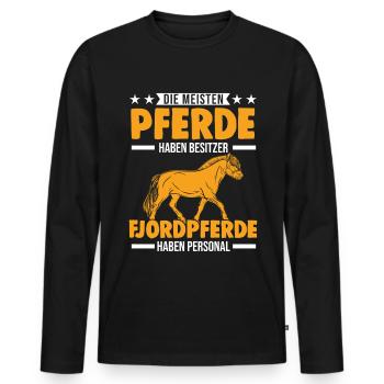 Fjordpferd Personal Norweger Pferd Fjord Horse - Männer Premium Bio Langarmshirt - Schwarz - Vorne - Nico (187cm)