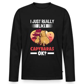 I just really like Capybaras capybara - Men's Premium Organic Long Sleeve Shirt - black - Front - Nico (187cm)