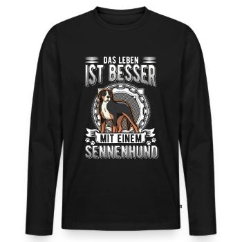 Großer Schweizer Sennenhund - Männer Premium Bio Langarmshirt - Schwarz - Vorne - Nico (187cm)