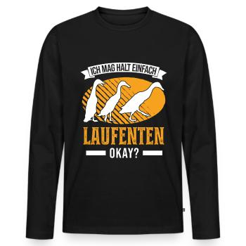 Ich mag halt einfach Laufenten Flaschenente - Männer Premium Bio Langarmshirt - Schwarz - Vorne - Nico (187cm)