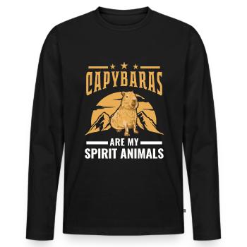 Les capybaras sont mes animaux spirituels capybara - T-shirt manches longues Premium bio Homme - noir - Devant - Nico (187cm)