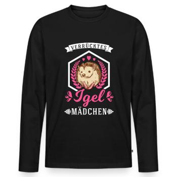 Verrücktes Igel Mädchen Stacheligel - Männer Premium Bio Langarmshirt - Schwarz - Vorne - Nico (187cm)