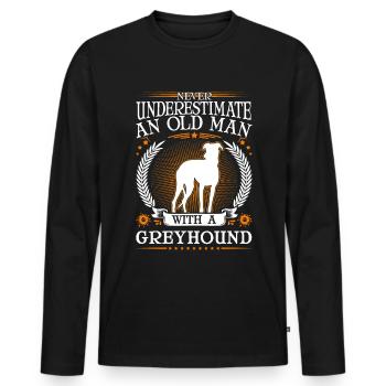 Greyhound Old Man Lévrier britannique - T-shirt manches longues Premium bio Homme - noir - Devant - Nico (187cm)