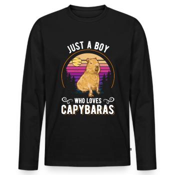 Just a girl who loves capybaras capybara - Men's Premium Organic Long Sleeve Shirt - black - Front - Nico (187cm)
