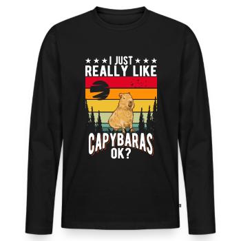 I just really like Capybaras capybara - Men's Premium Organic Long Sleeve Shirt - black - Front - Nico (187cm)