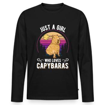 Just a boy who loves Capybaras capybara - Men's Premium Organic Long Sleeve Shirt - black - Front - Nico (187cm)